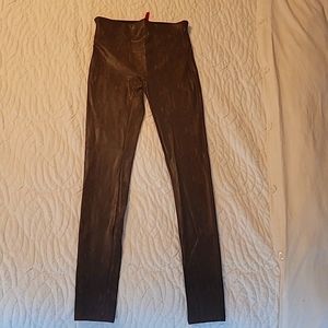 Spanx Brown snakeskin size small faux leather leggings,